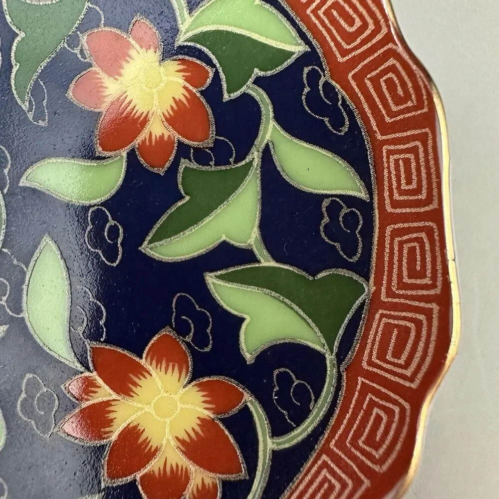 Vintage 1981 Takahashi Kashmir 4” Trinket Ring Dish Hand Decorated Japan